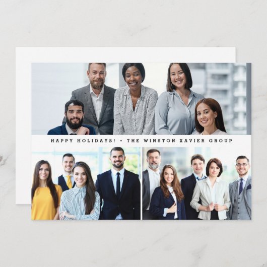 スタッフモダン企業のチームの写真ハッピーホリデー シーズンカード (正面/裏面)