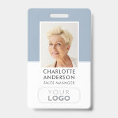 スタッフモダンID名ロゴBusiness Dusty Blue バッジ (正面)