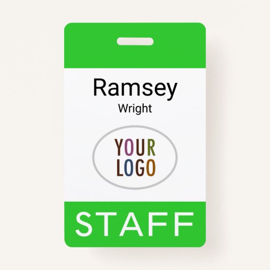 スタッフライムグリーンIDバッジラベルリールクリップまたはラニヤード バッジ (正面)