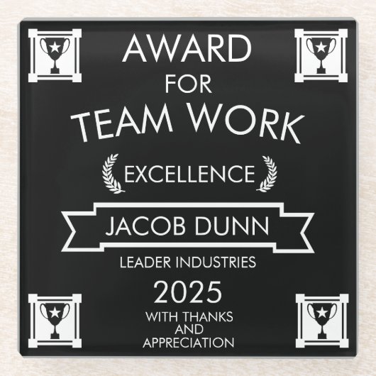 スタッフ企業のチーム作業賞 ガラスコースター (正面)