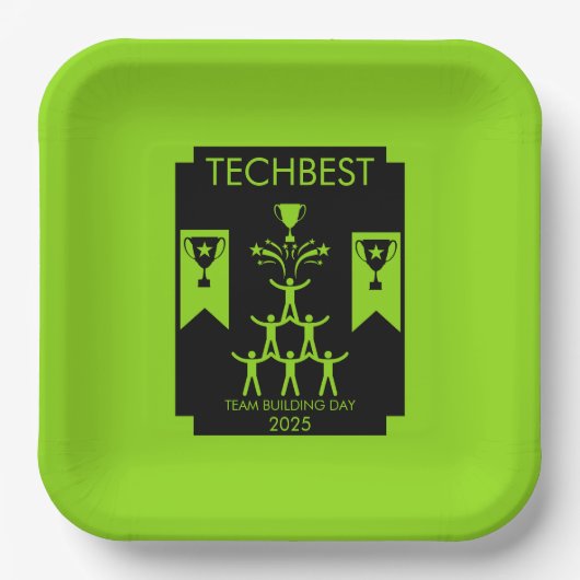 スタッフ企業のチーム建物イベント ペーパープレート (正面)