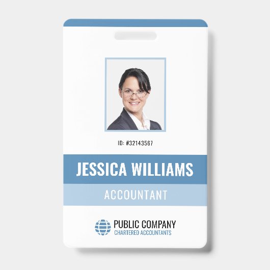 スタッフ個人モダン写真従業員ID バッジ (正面)