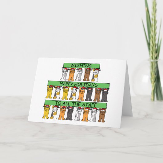 スタッフ全員にとって楽しい休日の猫たち カード (正面)