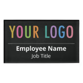 スタッフ名タグカスタムロゴ磁気ブラックアクリル 名札 (正面)