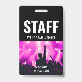 スタッフ名前をカスタムするすべてのアクセスパスConcertStaff Cus バッジ