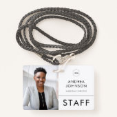 スタッフ従業員の写真IDカードとカスタムロゴ文字 バッジ (正面ランヤード)