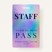 スタッフ従業員パスホログラフィックイベント バッジ (裏面)