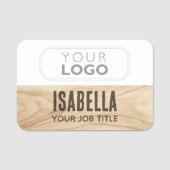 スタッフ従業員Woodgrain素朴 Companyロゴブラウン 名札 (正面)