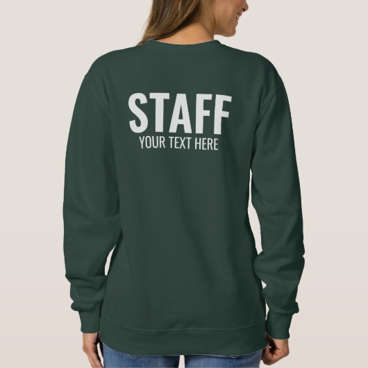 スタッフ追加ロゴ文字はこちらウォメンズ深いフォレストグリーン スウェットシャツ (裏面)