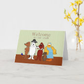 スタッフ、アニメユーモアのある動物へようこそ カード (黄色い花)