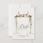 スタッ素朴グウォーターカラー白フローラ結婚式RSVP c 出欠カード (正面)