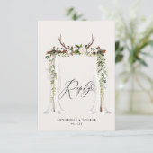 スタッ素朴グウォーターカラー白フローラ結婚式RSVP c 出欠カード (スタンド正面)