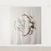 スタッ素朴グ水色フローラブライダルシャワーバナー タペストリー (正面)