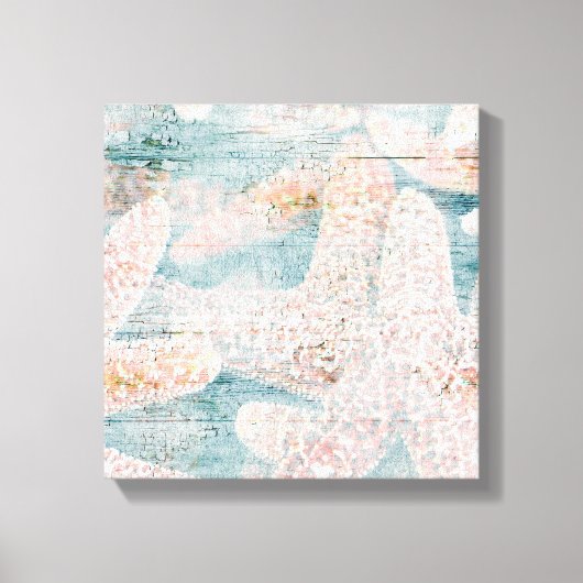 スタッ素朴フィッシュティール(緑がかった色)ブルー キャンバスプリント (正面)