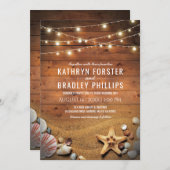 スタッ素朴フィッシュビーチライトトロピカル結婚ズ 招待状 (正面/裏面)