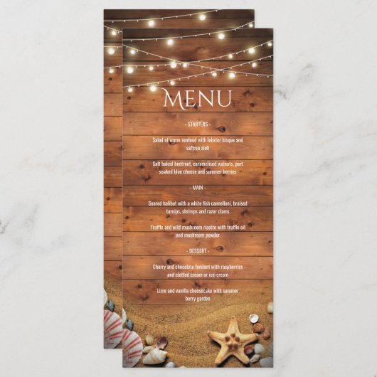 スタッ素朴フィッシュビーチライトトロピカル結婚メニュー メニュー (正面/裏面)