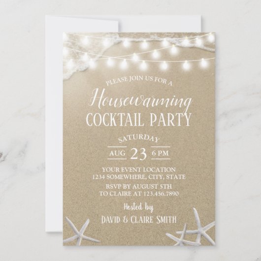 スタッ素朴フィッシュビーチ引っ越し祝いパーティーカクテルパーティー 招待状 (正面)