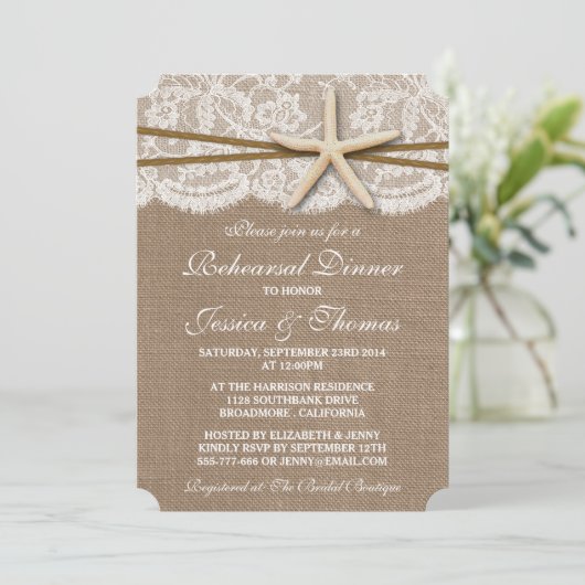 スタッ素朴フィッシュビーチ結婚式リハーサルディナー 招待状 (スタンド正面)