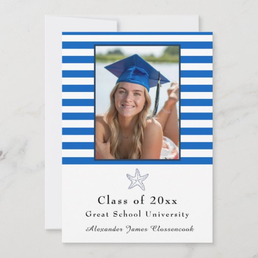 スタッ航海のフィッモダングネイビーホワイトストライプアヌン 案内状 (正面)