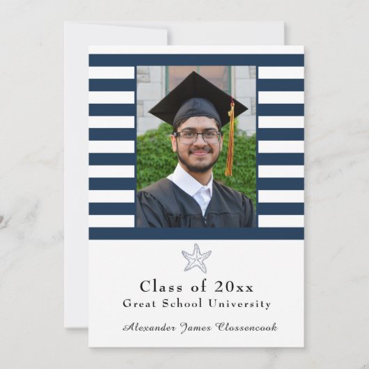 スタッ航海のフィッモダングネイビーホワイトストライプ 案内状 (正面)