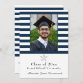 スタッ航海のフィッモダングネイビーホワイトストライプ 案内状 (正面/裏面)