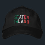 スタテンアイランドイタリアンNYカラーズグリーンホワイトレッド 刺繍入りキャップ<br><div class="desc">STATEN ISLAND New York Colorsブラックイタリアンコットンハットに刺繍されたグリーンホワイトレッド。メインアイテムページで色の選択を選択することもできます。</div>