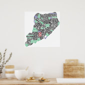 スタテンアイランドタイポグラフィック地図,ニューヨーク市プリント ポスター (キッチン)