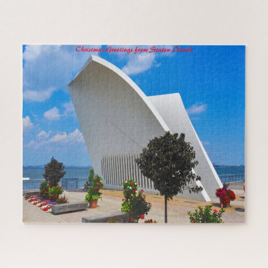 スタテンアイランドニューヨーク。クリスマスグリーティング ジグソーパズル (横)