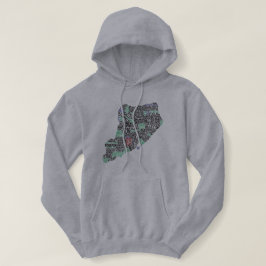 スタテンアイランドNYタイポグラフィマップフード付きスウェットシャツ パーカ