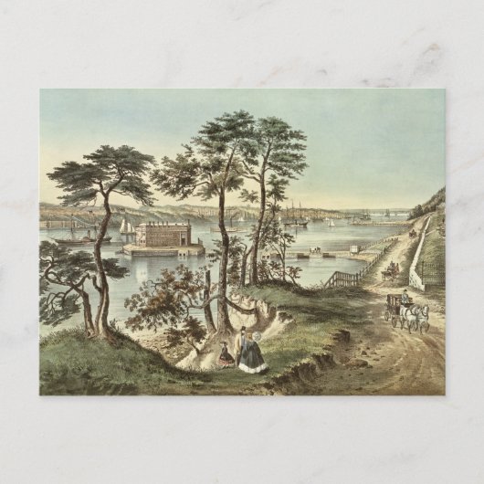 スタテン島とハミルトン砦のナローズ ポストカード (正面)