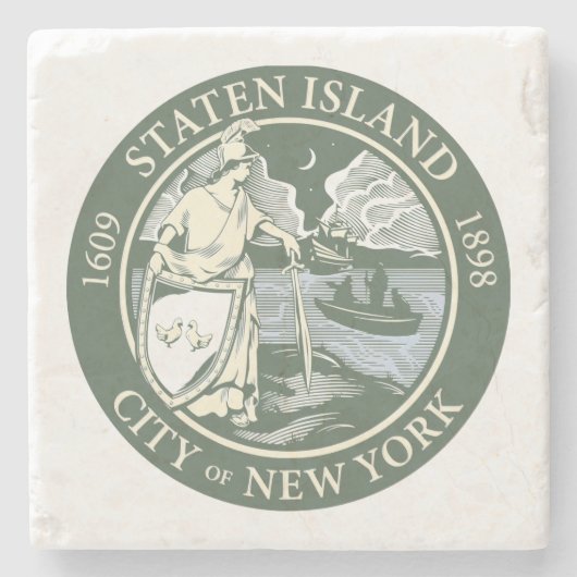スタテン島国旗（ニューヨーク市特別区） ストーンコースター (正面)