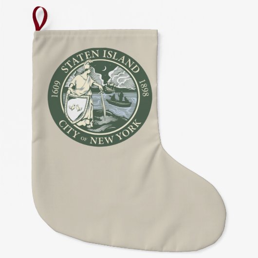 スタテン島国旗（ニューヨーク市特別区） ラージクリスマスストッキング (正面)