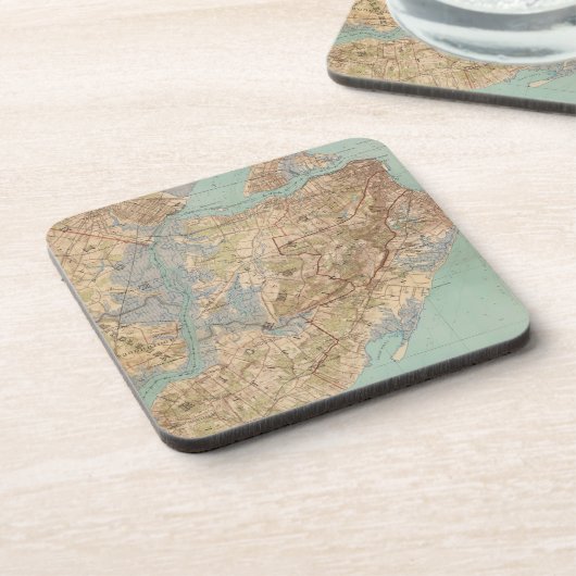 スタテン島(1891年)のヴィンテージの地図 コースター (左側)