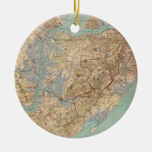 スタテン島(1891年)のヴィンテージの地図 セラミックオーナメント (正面)