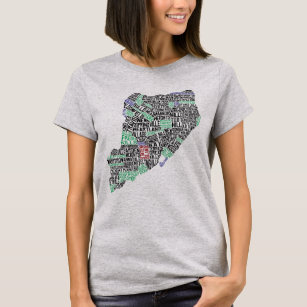 スタテン島NYのタイポグラフィの地図のティー Tシャツ