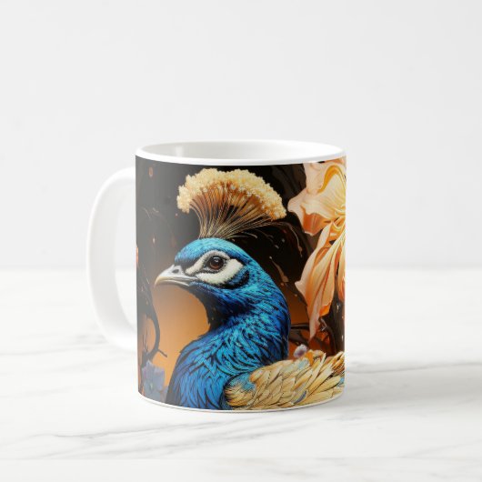 スタニングカスタムモノグラムクジャクマグ コーヒーマグカップ (正面左)