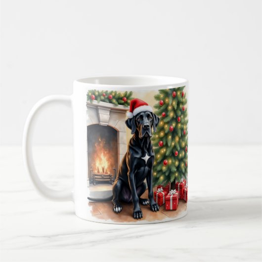 スタニング・グレートデーン・クリスマス コーヒーマグカップ (左)