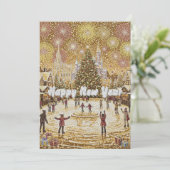 スタニング ゴールド グリッター 新年の挨拶 カード (スタンド正面)