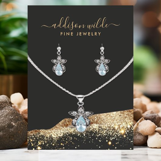 スタニング ブラック ゴールド グリッター イヤリング ディスプレイ カード