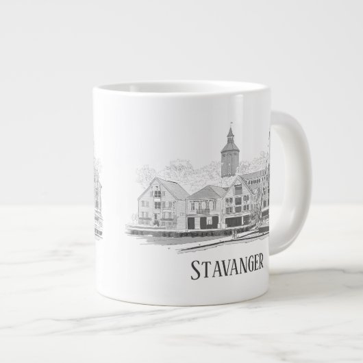 スタバンジェノルウェービューティフルストリートスケープスケッチ ジャンボコーヒーマグカップ (正面右)