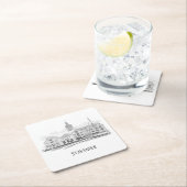 スタバンジェノルウェービューティフルストリートスケープスケッチ スクエアペーパーコースター (インサイチュ)