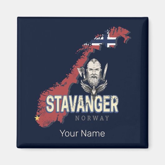 スタバンジェノルウェーレトロシティマップヴィンテージホリデイ マグネット (正面)