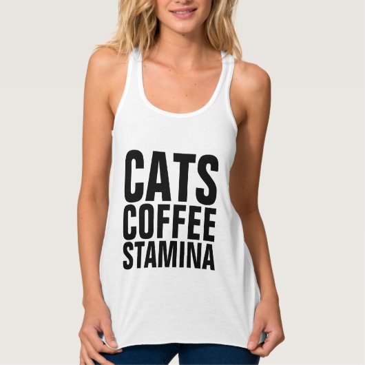 スタミナ猫Tシャツ猫コーヒー タンクトップ (正面)