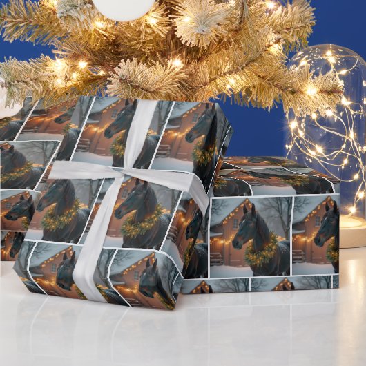 スタリオンがクリスマスリースを着て ラッピングペーパー (クリスマス)