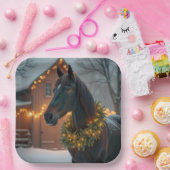 スタリオンウィズクリスマスリース ペーパープレート (パーティー)