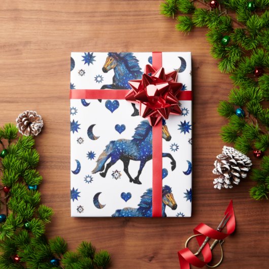 スタリーナイトカリスマのトーティングアイスランドの馬 ラッピングペーパー (クリスマスギフト)