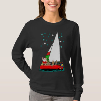 スタリー・サンタがクリスマスブラックのTシャツで航行 Tシャツ