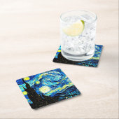 スタリー・ナイト、ヴィンセ絵画ント・ヴァン・ゴッホの有名な作品。 スクエアペーパーコースター (インサイチュ)