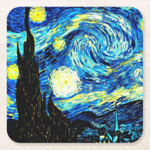 スタリー・ナイト、ヴィンセ絵画ント・ヴァン・ゴッホの有名な作品。 スクエアペーパーコースター
