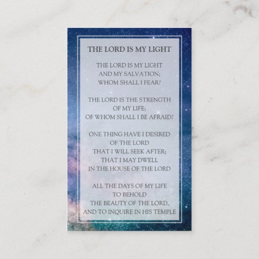 スタリー・ナイト・葬儀祈りの言葉カード |思い出を愛する 名刺 (裏面)